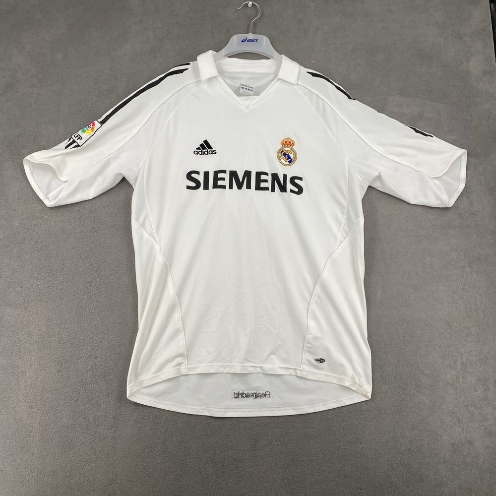 Adidas Real Madrid 2005 2006 Home Jersey Siemens White Mens Large L 109879